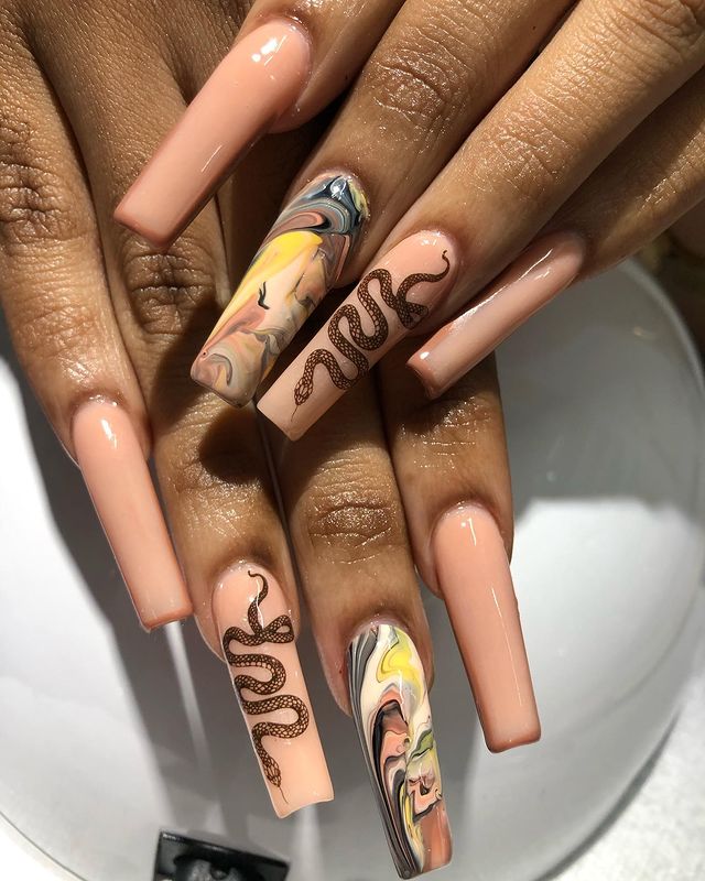 nails with snake design