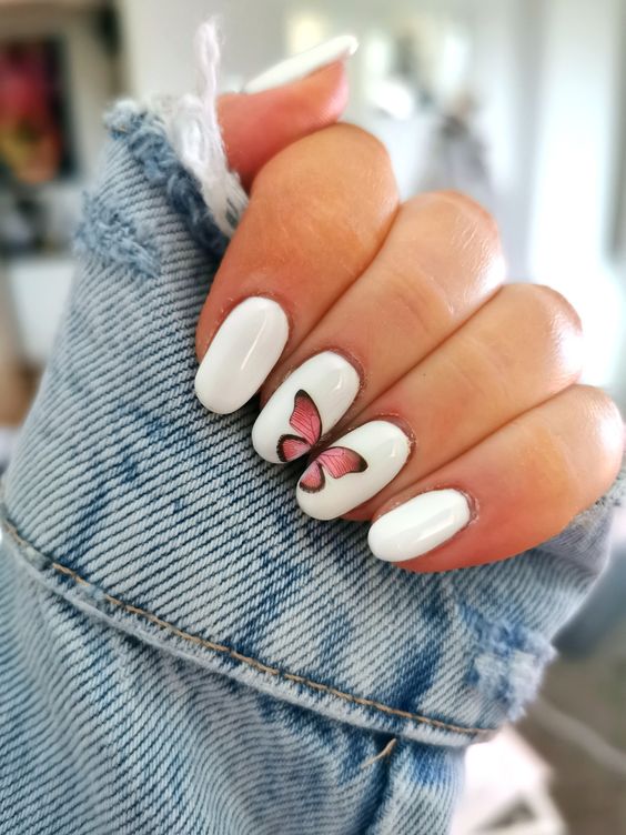 White Butterfly Nails...