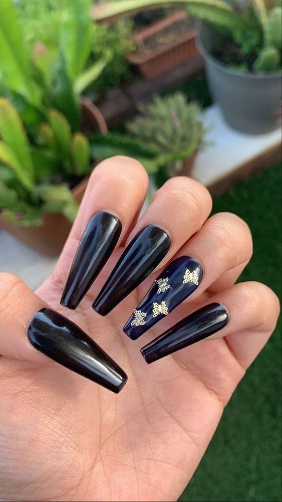 black butterfly nails.