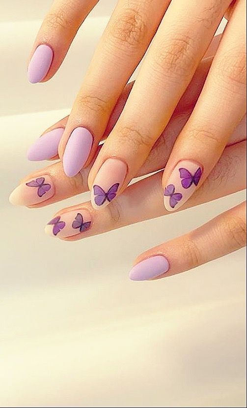 butterfly nails purple.