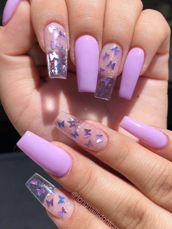clear glitter butterfly nails