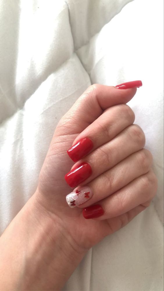 red butterfly nail ideas.