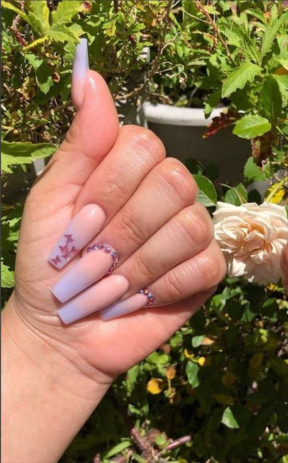simple butterfly acrylic nails