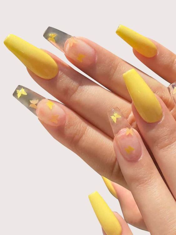 yellow butterfly nails.