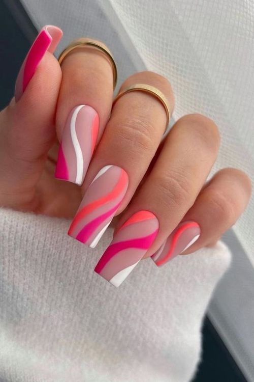 swirl short acrylic nails _ swirl nails
