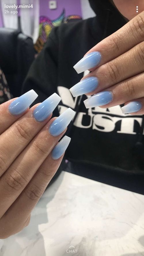acrylic nails baby blue _ baby blue and white acrylic nails