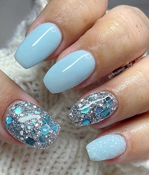 acrylic nails baby blue _ baby blue gel nails