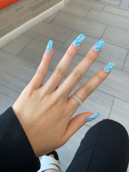 baby blue acrylic nails short _ baby blue square acrylic nails