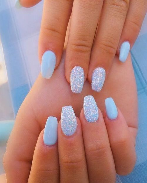 baby blue acrylic nails short _ light blue acrylic nails with design