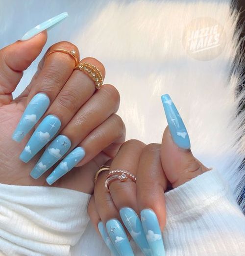 baby blue french tip acrylic nails _ baby blue french tip nails short
