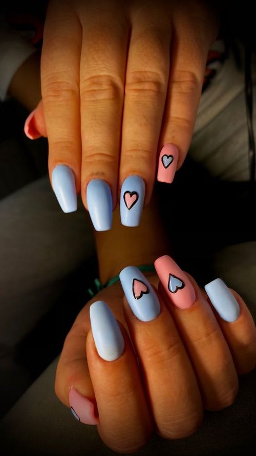 baby blue french tip acrylic nails _ blue and white tip nails