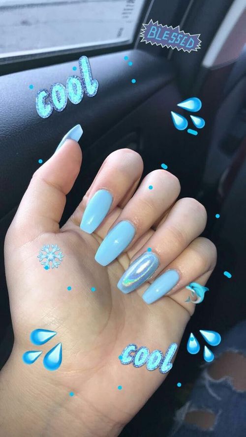 baby blue french tip acrylic nails _ blue french tip nails long