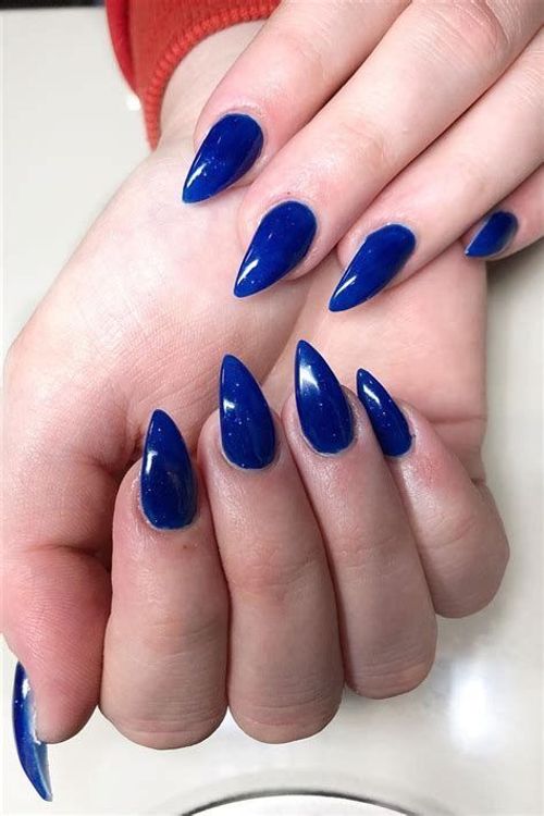 baby blue french tip acrylic nails _ dark blue french tip nails