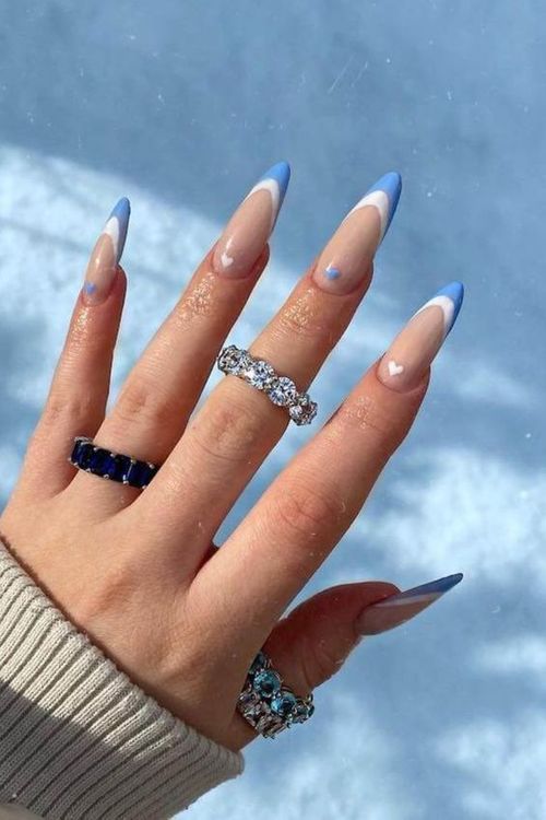 baby blue french tip acrylic nails _ light blue french tip nails square