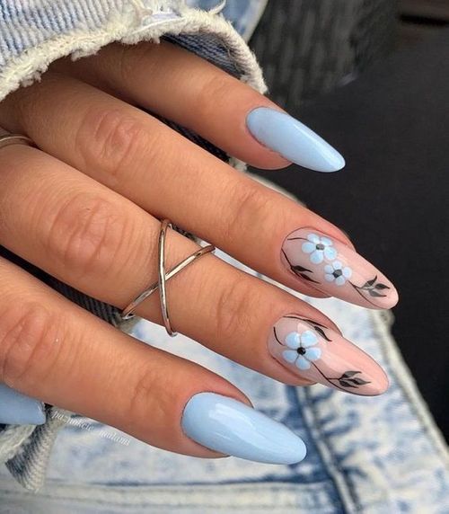 coffin baby blue acrylic nails _ blue coffin nail ideas