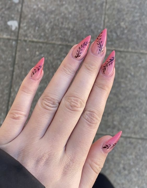 nezuko inspired nails _ nezuko nails pink
