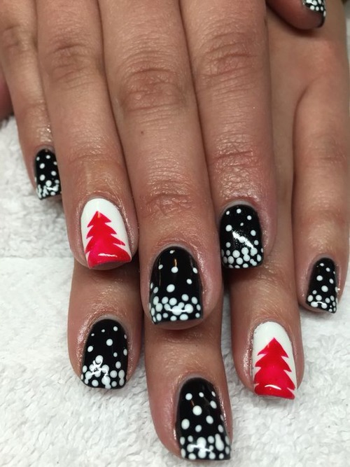 black and white christmas nails - black christmas nail ideas