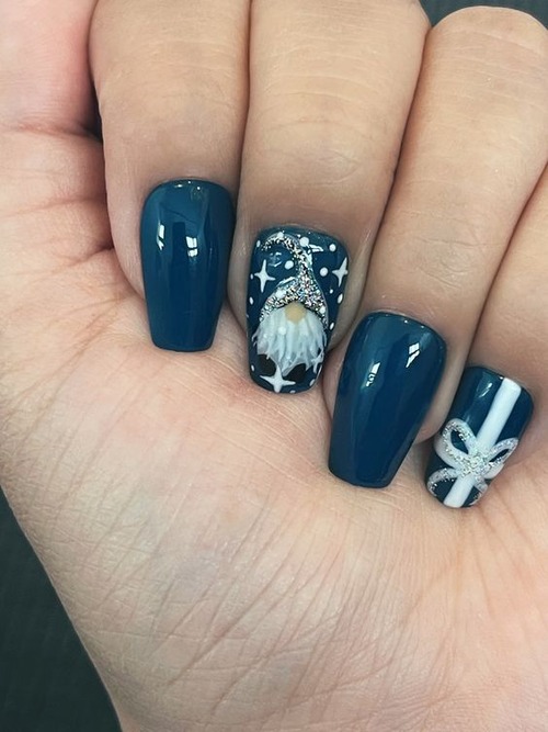 blue and white christmas nails - light blue and white christmas nails