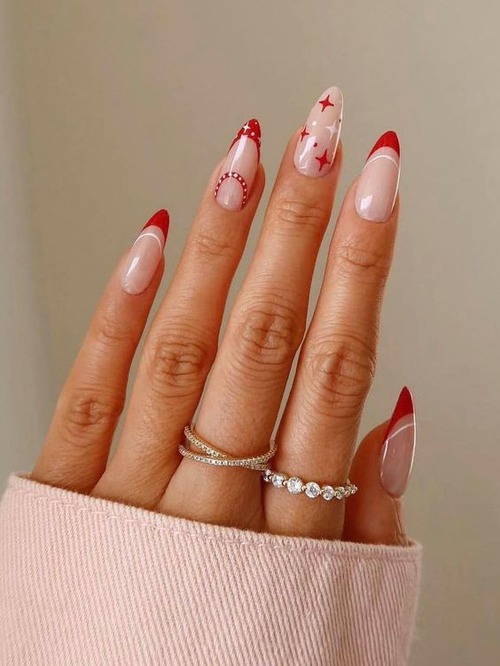 red and white christmas nails - christmas nail designs