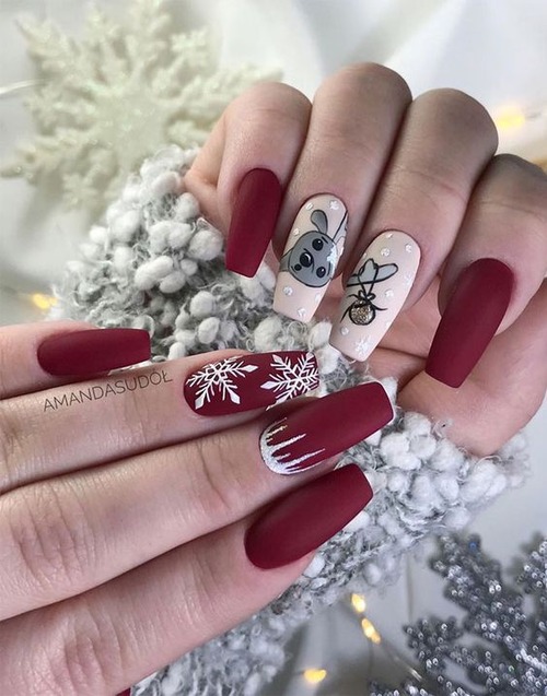 white sparkly christmas nails - what are the white semicircles on nails