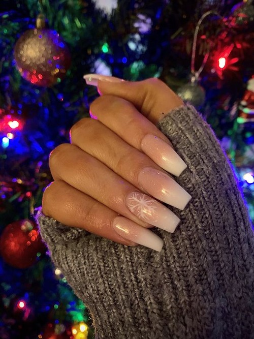 white sparkly christmas nails - white glitter nail tips