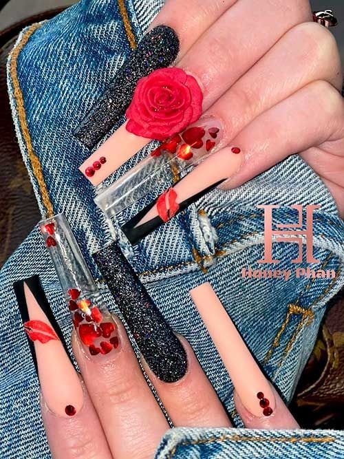 acrylic coffin valentines day nails coffin - coffin acrylic nails pastel