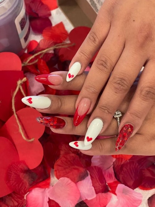 acrylic coffin valentines day nails coffin - coffin nails with glitter