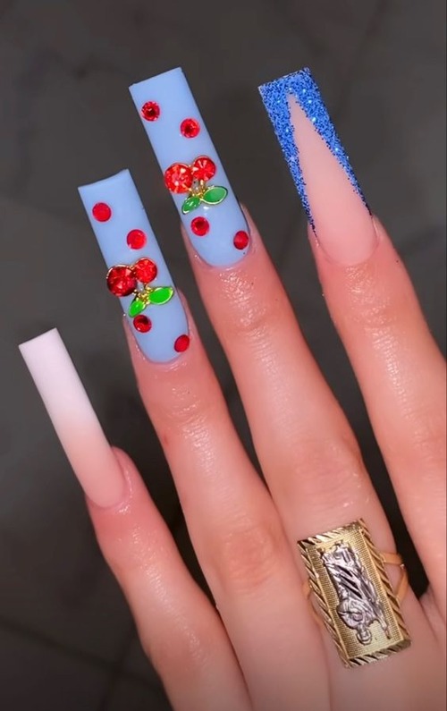 coffin cute birthday nails - cute long coffin nail ideas