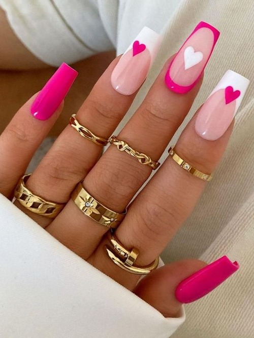 cute valentines day acrylic nails - valentine nail designs