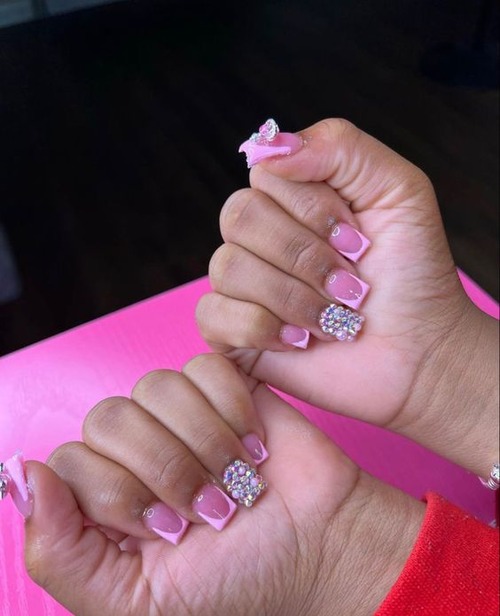 glam birthday nails coffin - pink coffin nails