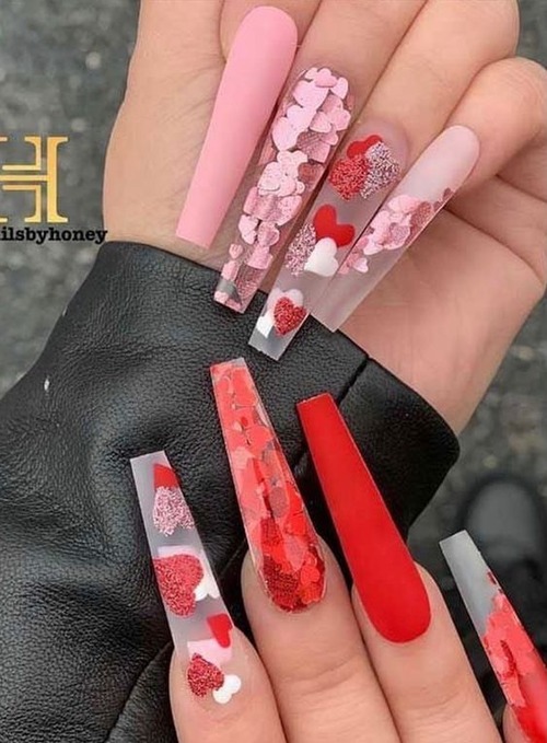 long valentine's day acrylic nails - cute acrylic nails