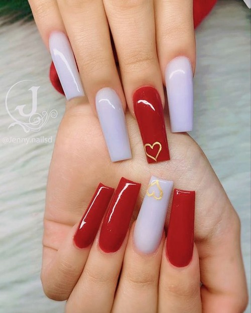 long valentine's day acrylic nails - valentine day date
