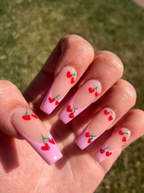 pink valentines day nails - hot pink valentines day nails