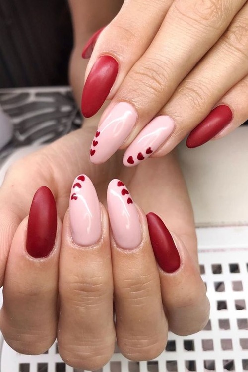 red valentines day nails - red coffin red valentines day nails
