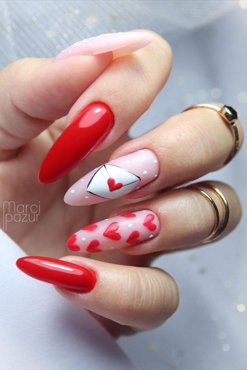red valentines day nails - red ombre valentine's day nails