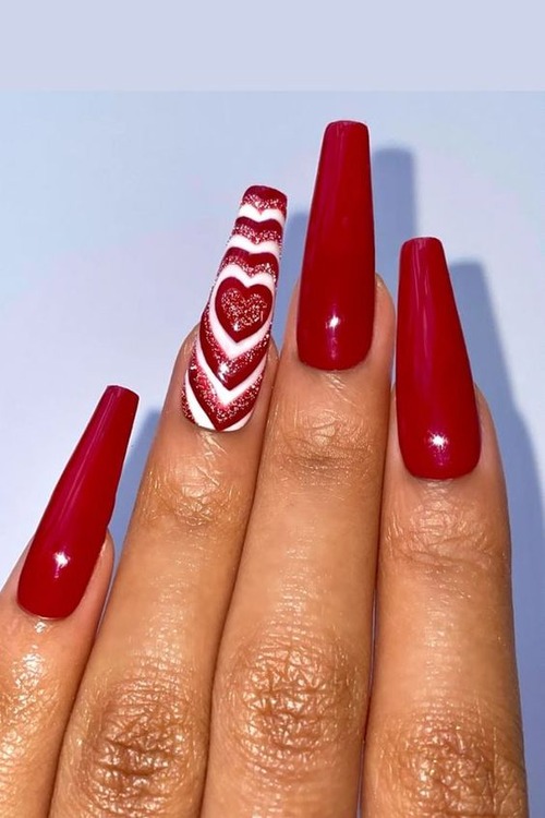red valentines day nails - simple red valentines day nails