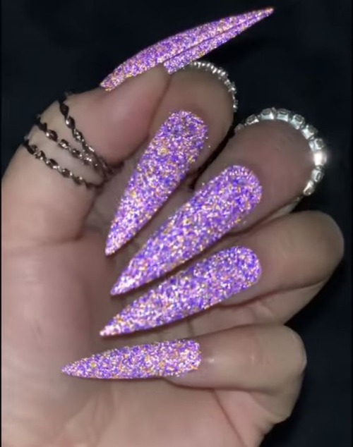 sparkle birthday nails coffin - purple coffin nails