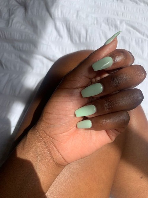 coffin sage green nails - sage green nails french tip