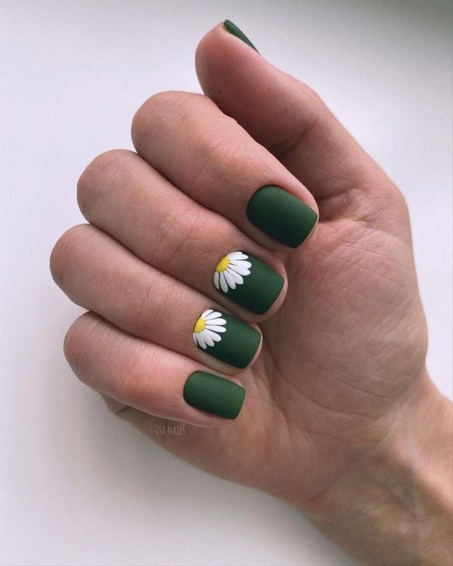 matte sage green nails - olive green nails