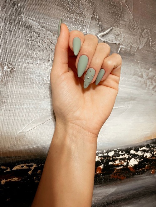 matte sage green nails - sage green nail polish
