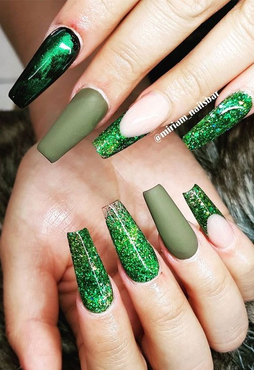 matte sage green nails - what colour nails with sage green dress