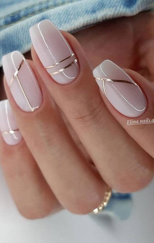 nails with lines design - simple line nail art