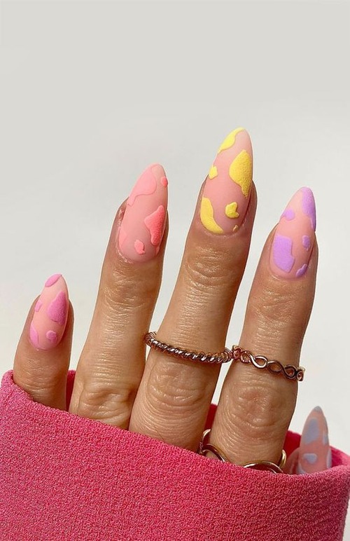 pastel cow print nails - cow print nail stickers