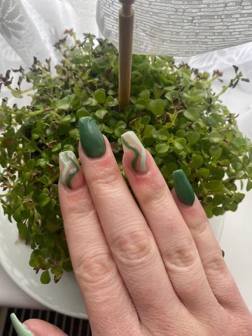 sage green and white nails - sage green and white nails coffin