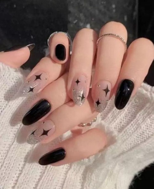 black and silver nails - black and silver nails ombre