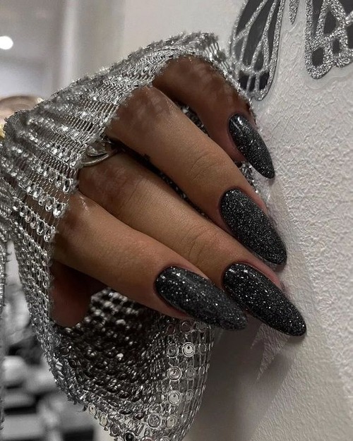 black sparkly nails - black sparkly french tip nails