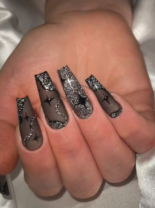black sparkly nails - black sparkly nails short