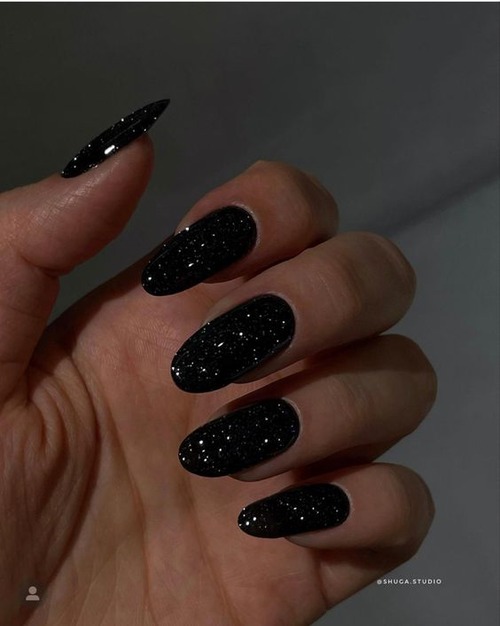 black sparkly nails - black sparkly nails with glitter