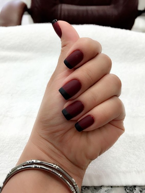 dark red french tip nails - dark red french tip nails coffin