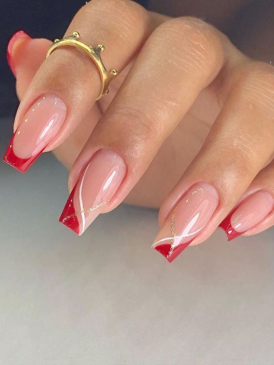 dark red french tip nails